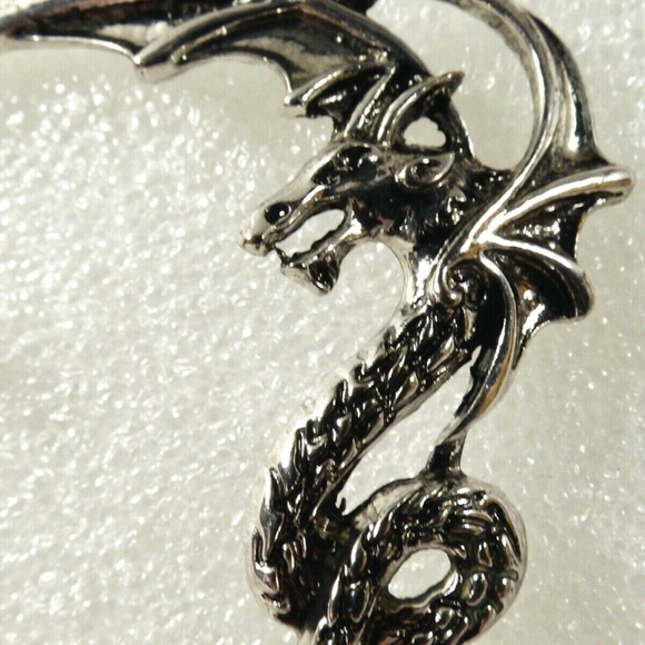 Whimsical Dragon Silver color metal Ear Cuff Earring - Picture 4 of 8